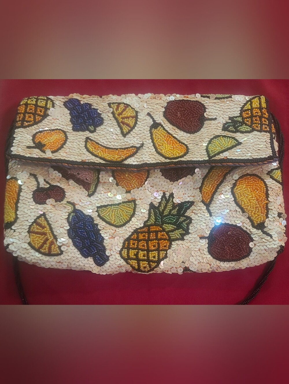 Vintage Inge Christopher Beaded Fruit Clutch/Shoulder Bag Sex and the City - Picture 3 of 11
